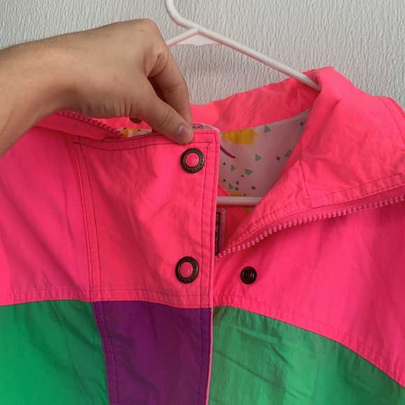 80βs Womenβs Neon Jacket Multi Colored Workout Pink - Picture 7 of 10